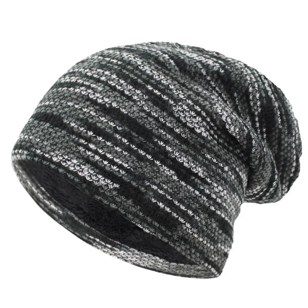 Knitted Bonnet Striped Beanie