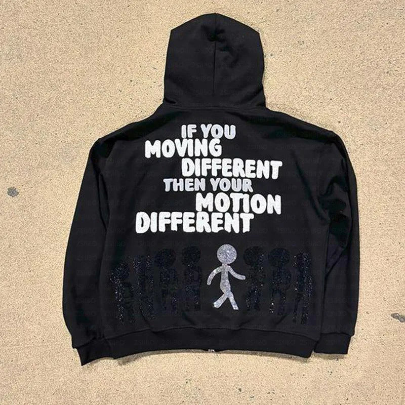 Motion Different Printed Zip-Up Hoodie