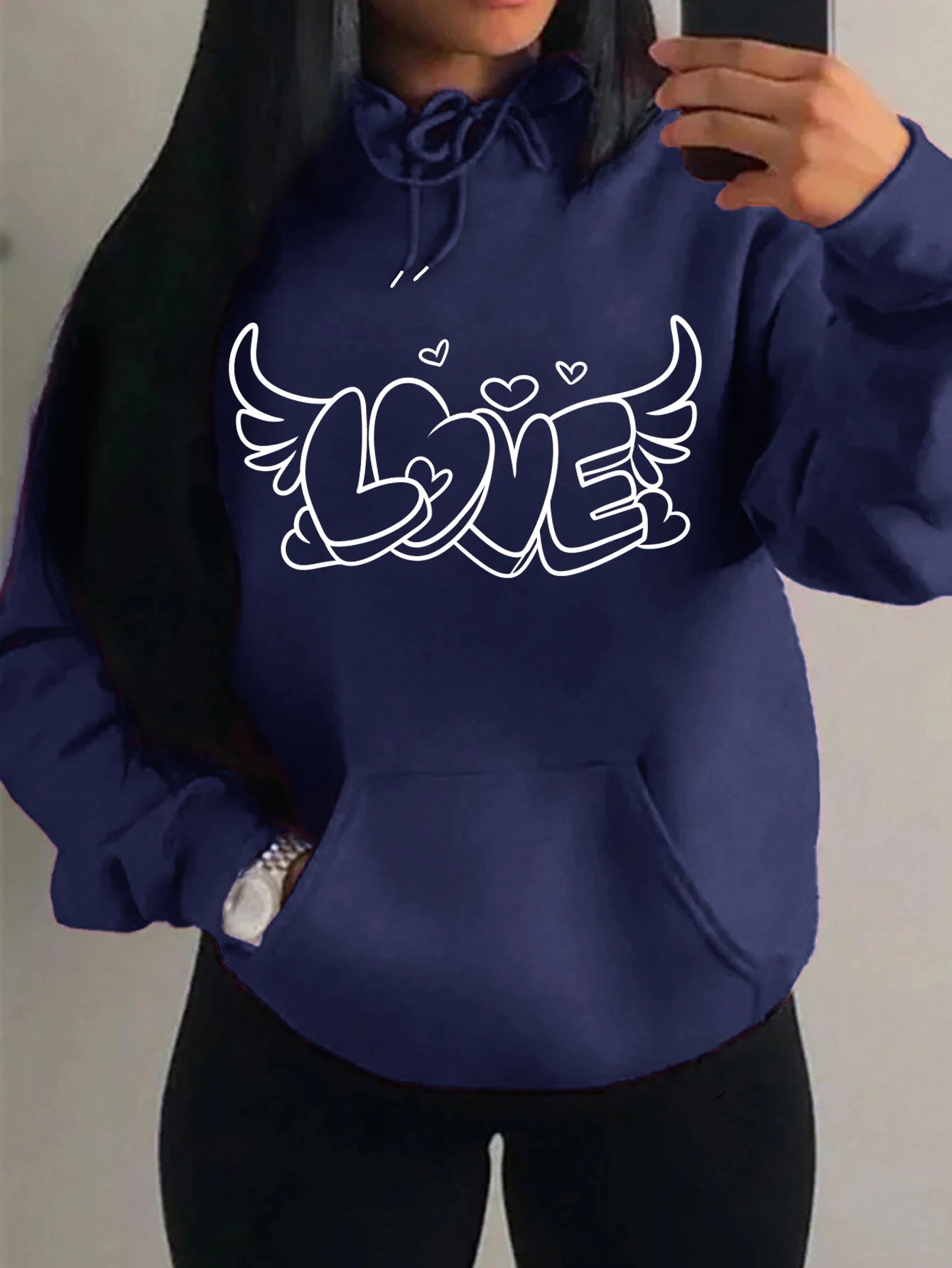 Love with Angel Wings Hoodie - White Logo