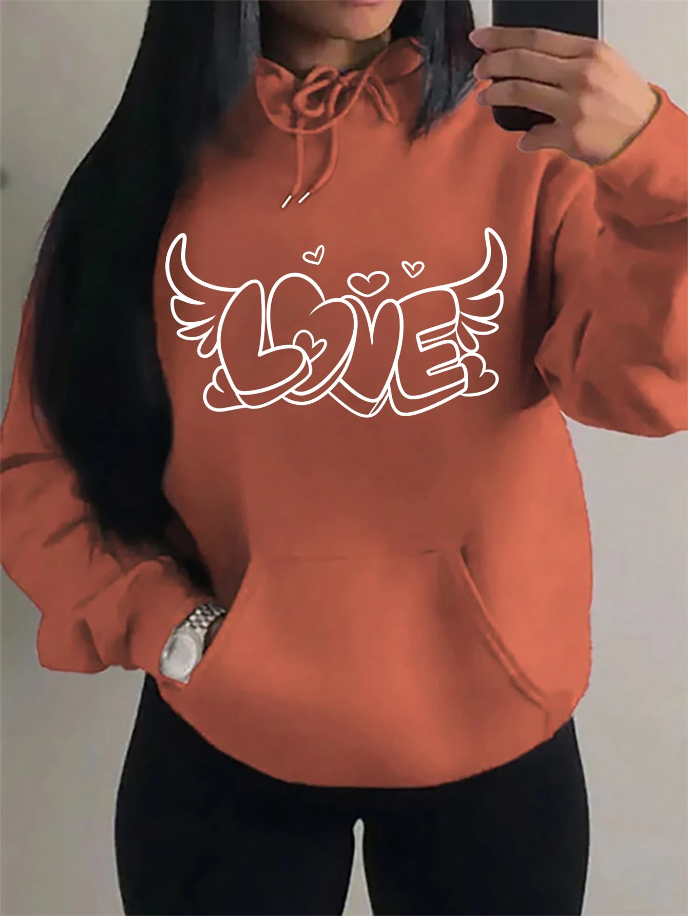 Love with Angel Wings Hoodie - White Logo