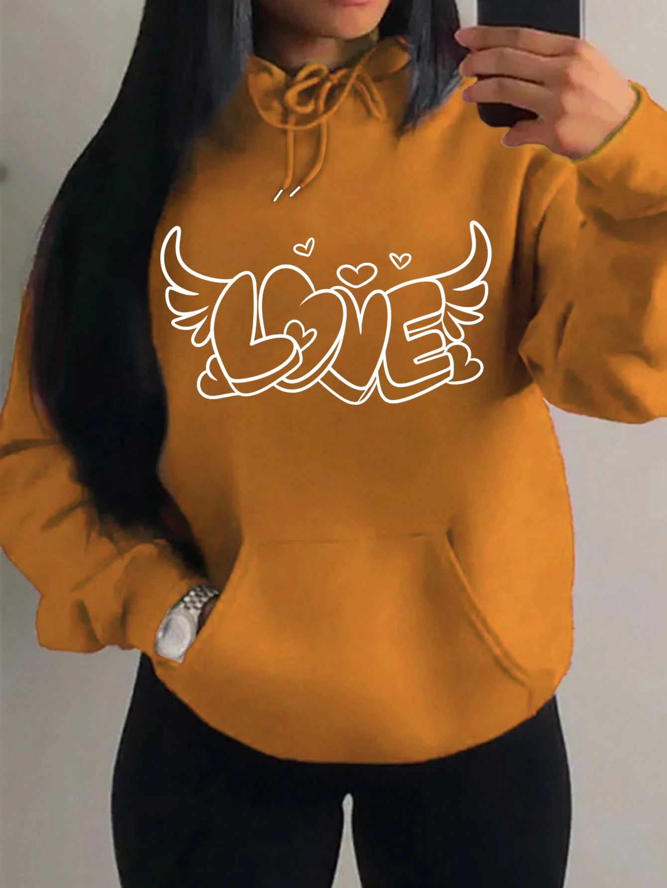 Love with Angel Wings Hoodie - White Logo