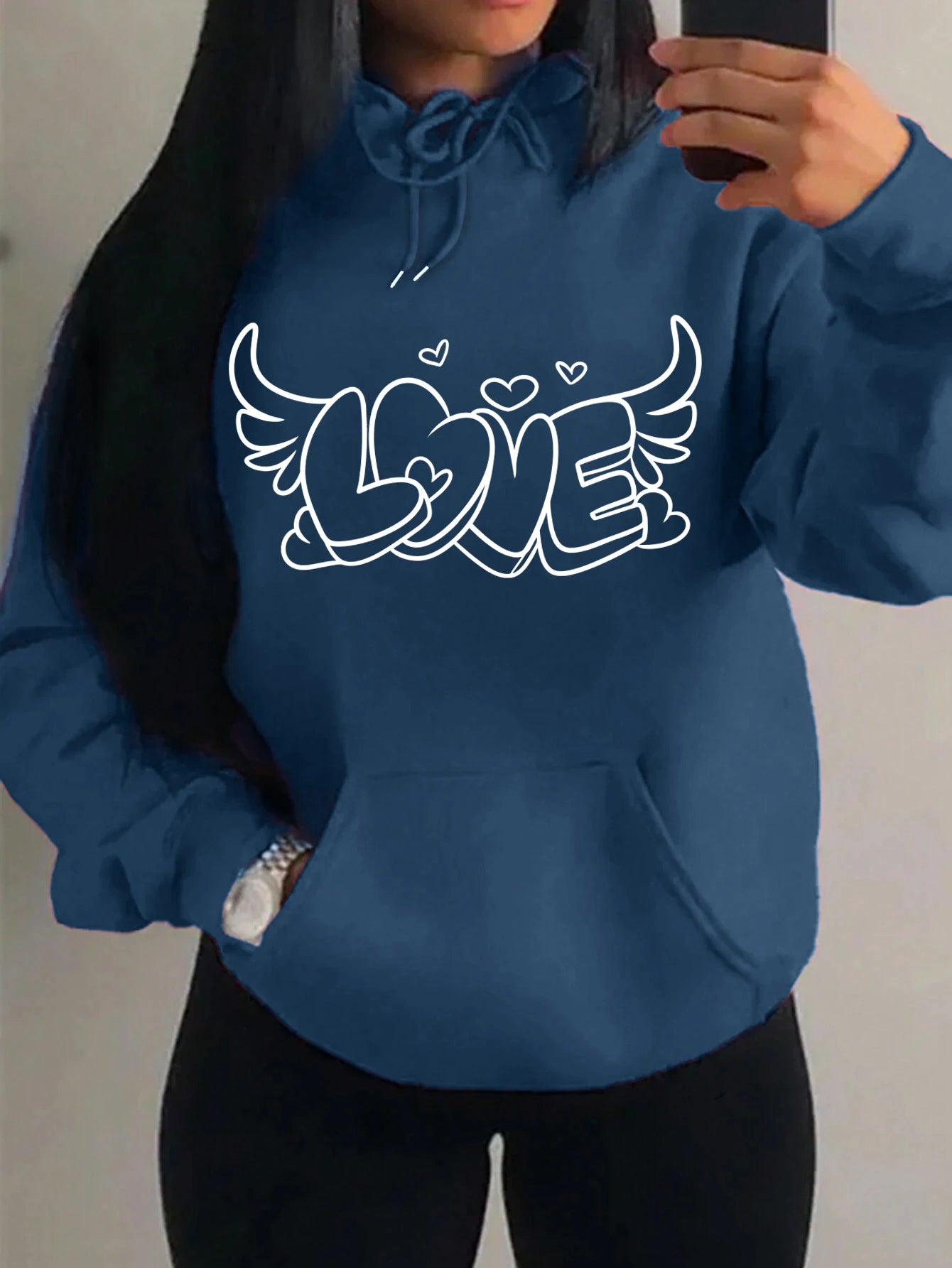 Love with Angel Wings Hoodie - White Logo
