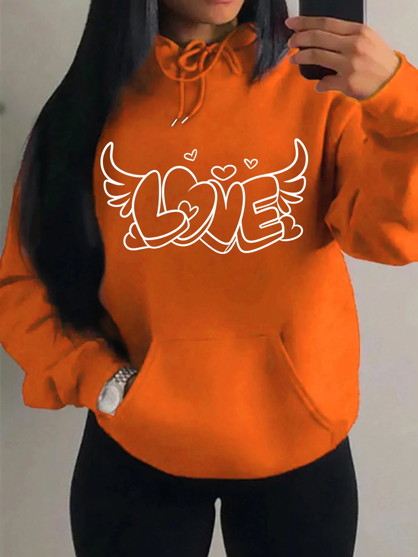 Love with Angel Wings Hoodie - White Logo