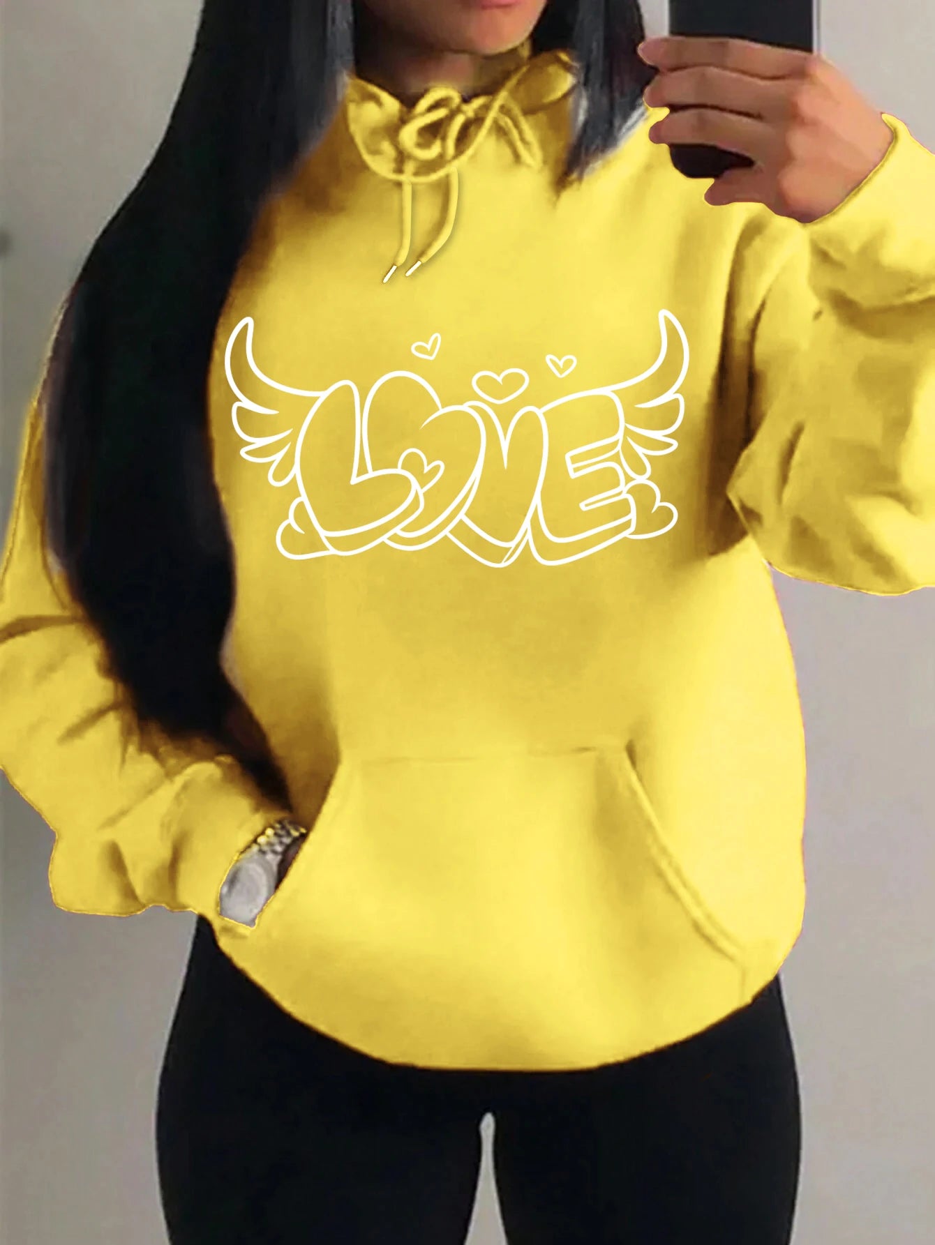 Love with Angel Wings Hoodie - White Logo