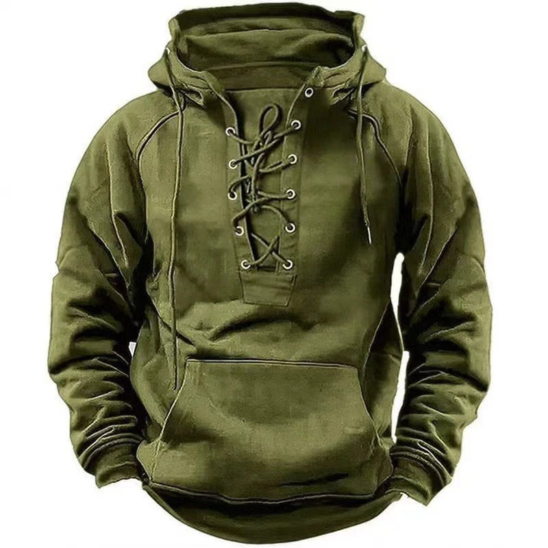 Lace-Up Drawstring Hoodie