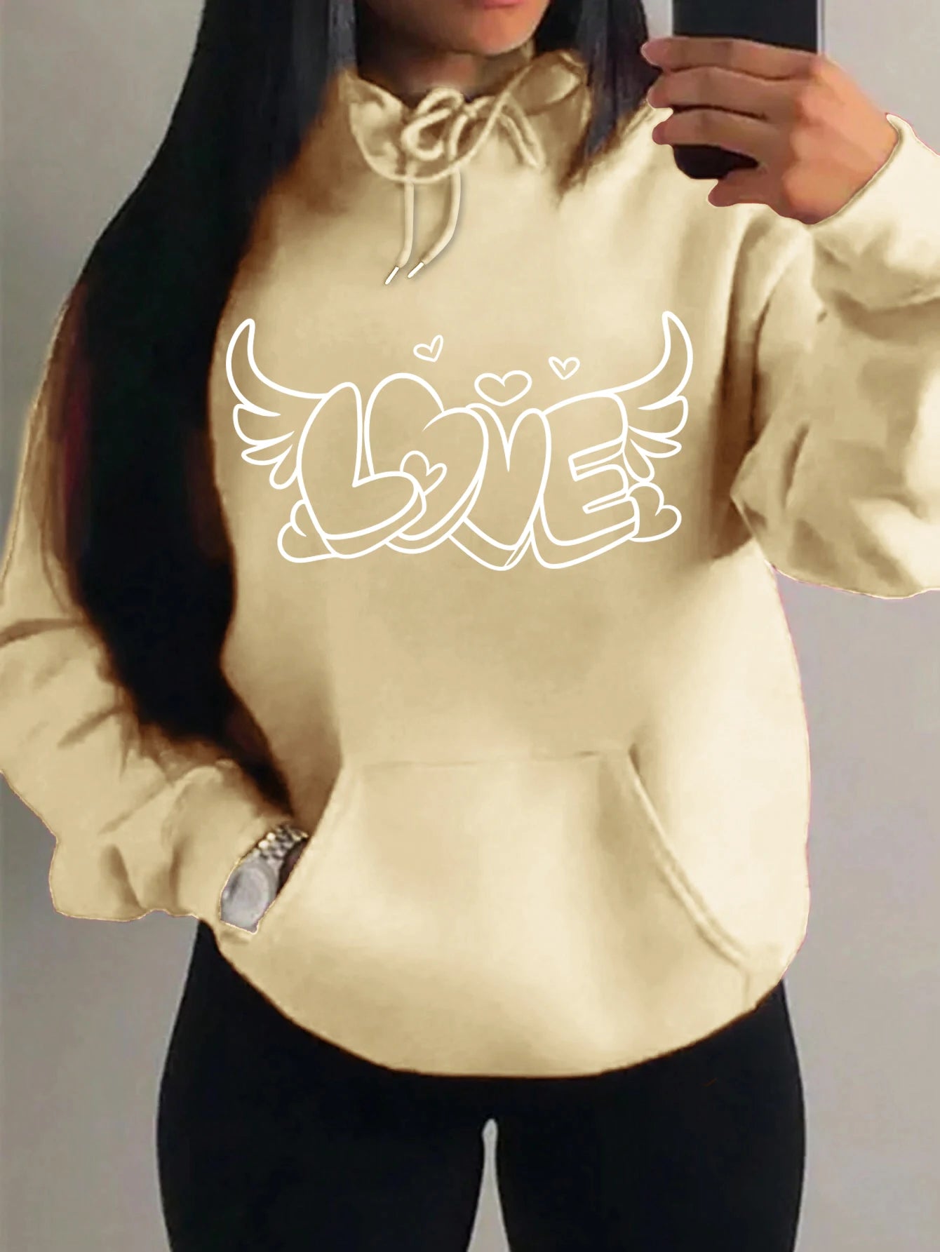 Love with Angel Wings Hoodie - White Logo