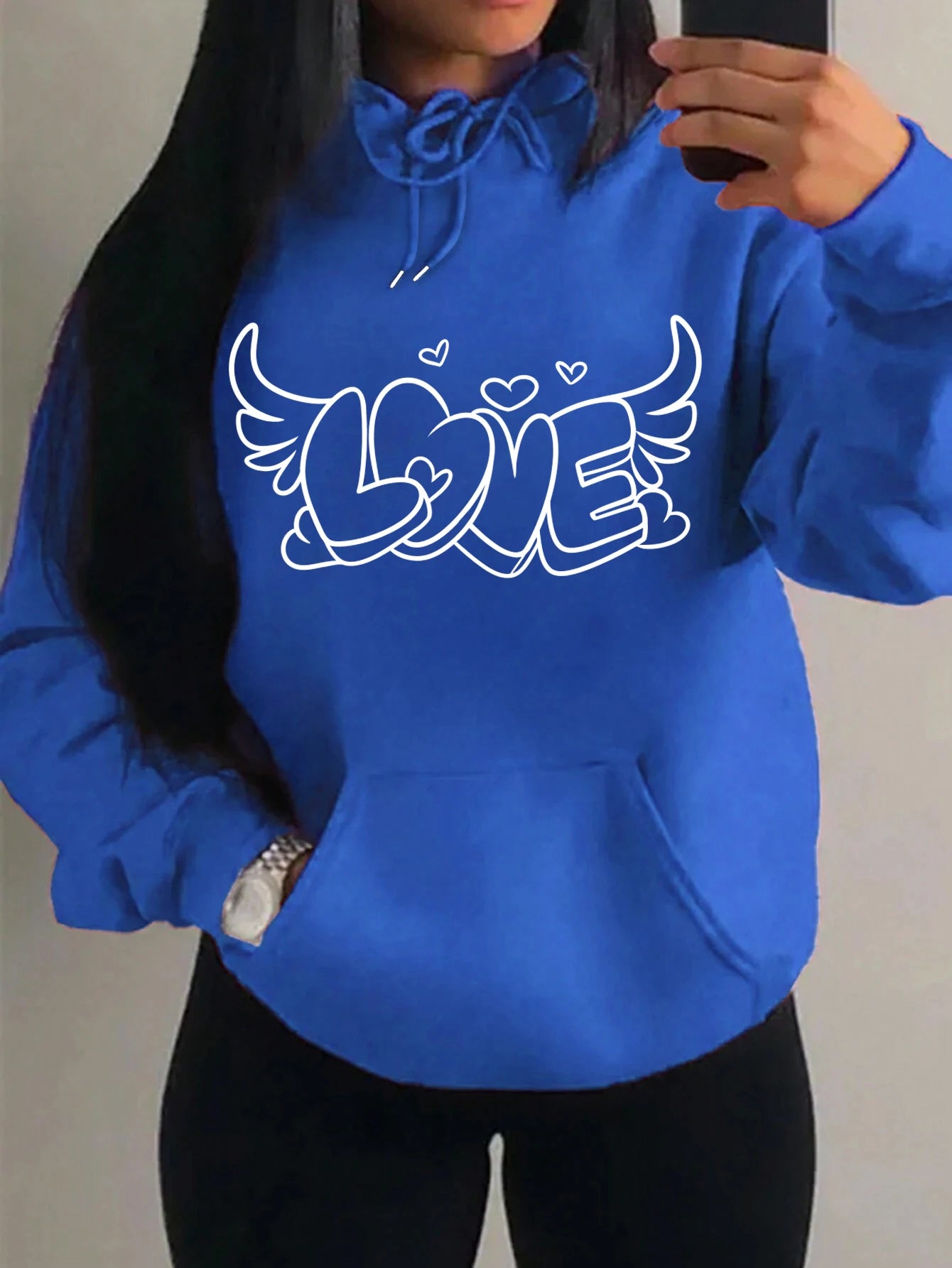 Love with Angel Wings Hoodie - White Logo