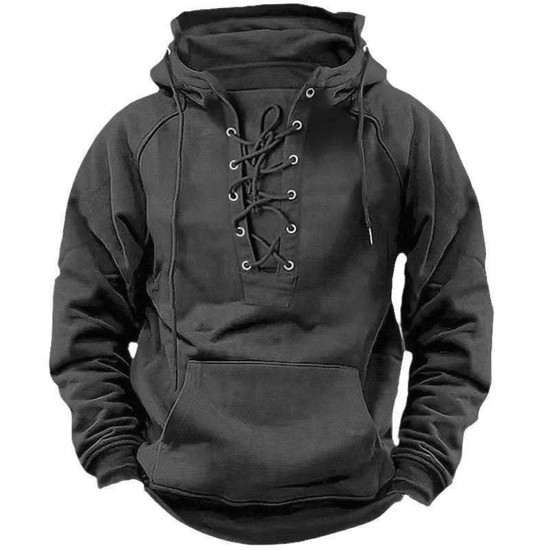 Lace-Up Drawstring Hoodie