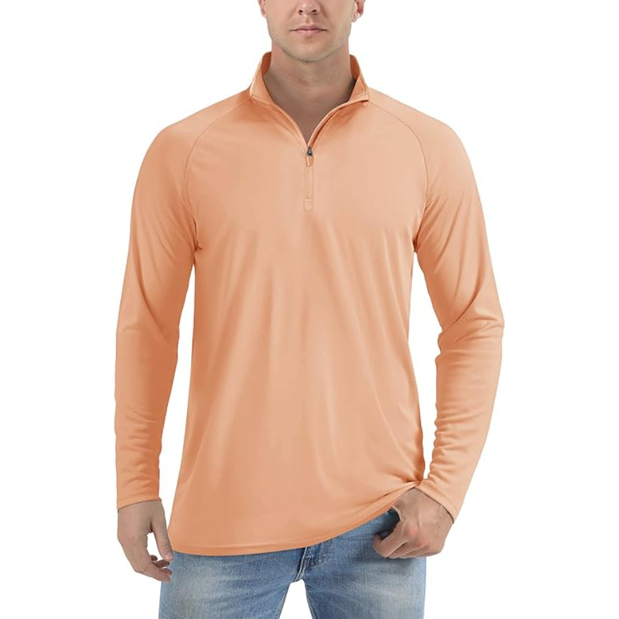 Men's Lightweight Quarter-Zip Athletic Shirt – Long Sleeve Polyester Wear