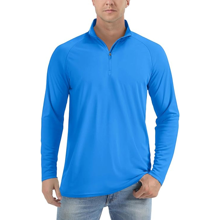 Men's Lightweight Quarter-Zip Athletic Shirt – Long Sleeve Polyester Wear