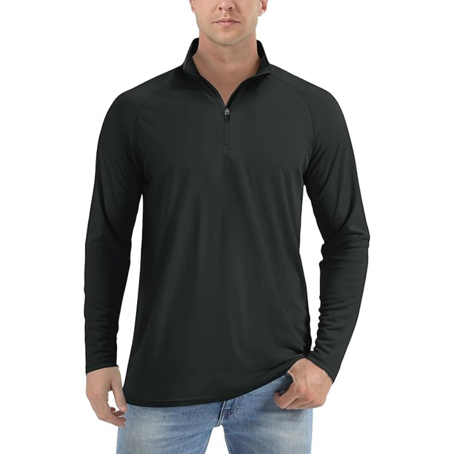 Men's Lightweight Quarter-Zip Athletic Shirt – Long Sleeve Polyester Wear