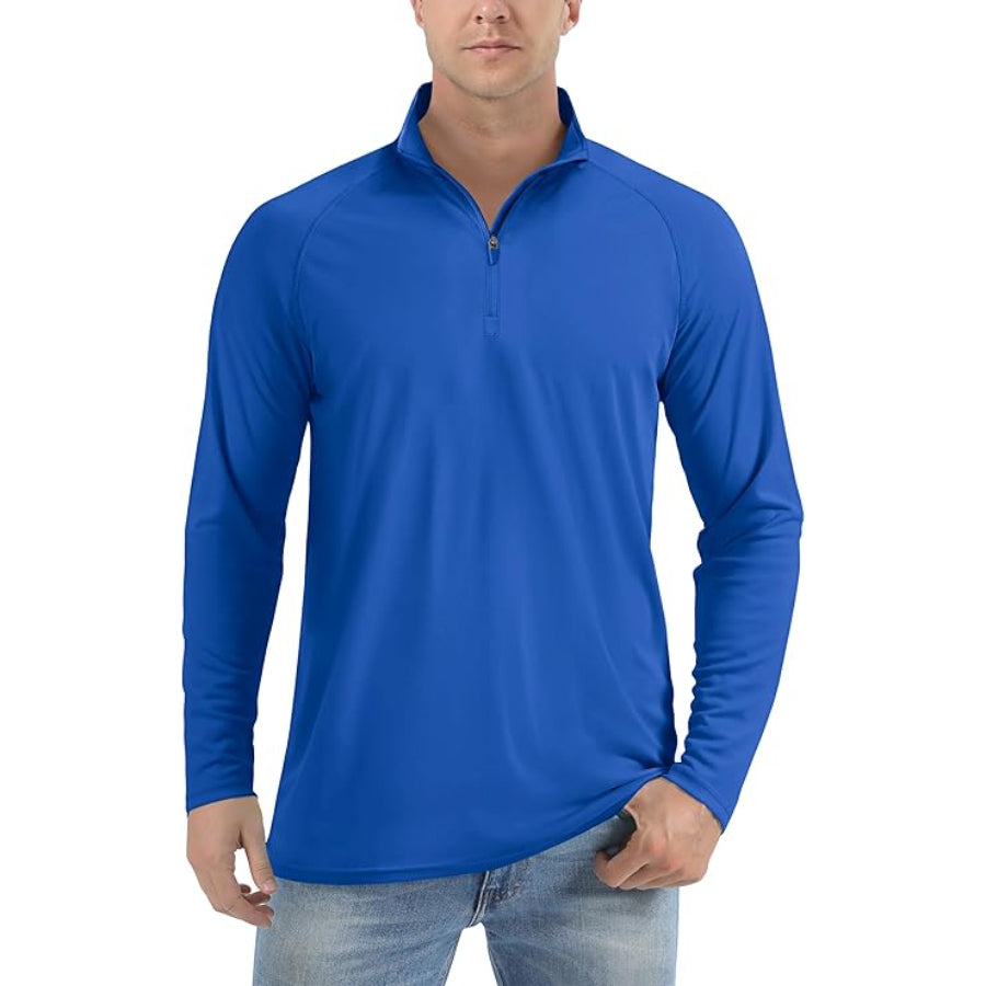 Men's Lightweight Quarter-Zip Athletic Shirt – Long Sleeve Polyester Wear