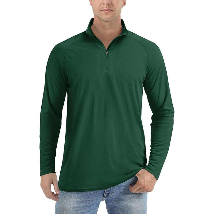 Men's Lightweight Quarter-Zip Athletic Shirt – Long Sleeve Polyester Wear