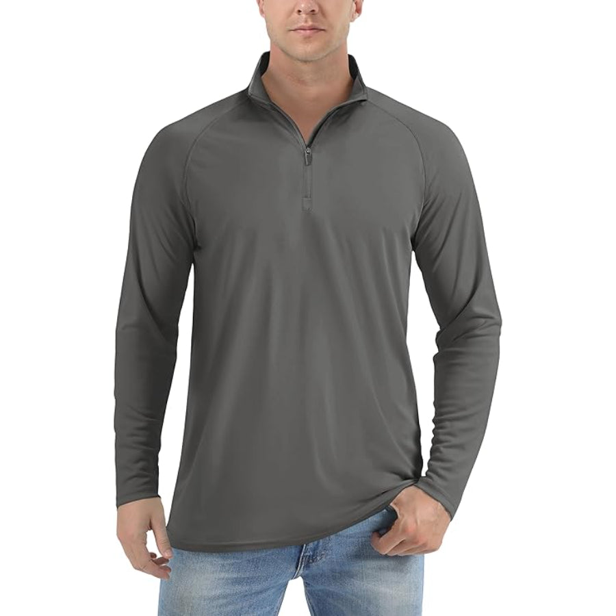 Men's Lightweight Quarter-Zip Athletic Shirt – Long Sleeve Polyester Wear