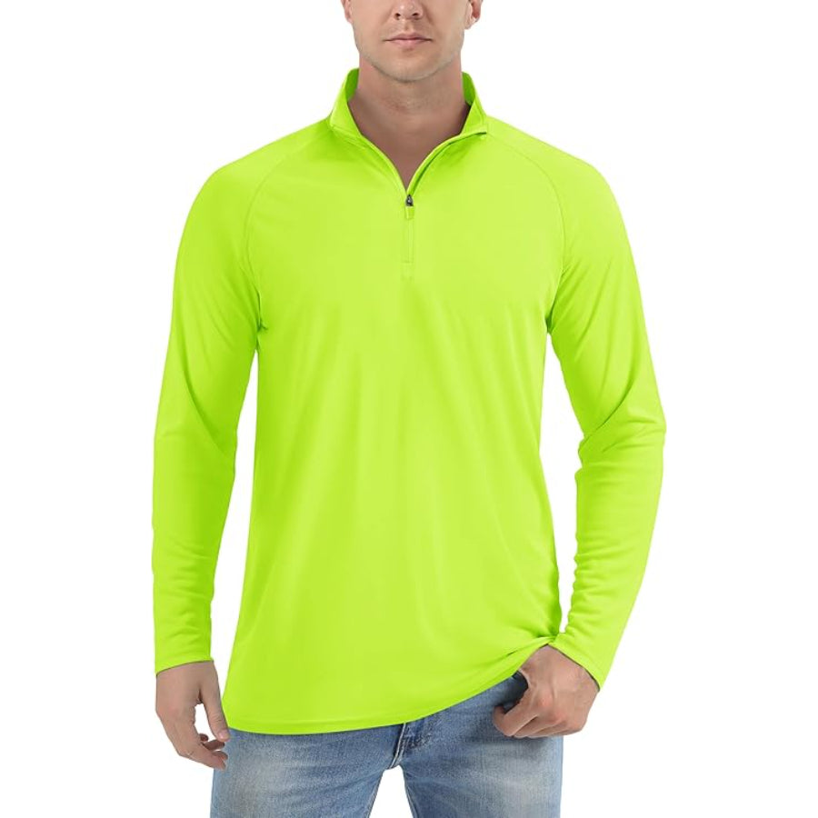 Men's Lightweight Quarter-Zip Athletic Shirt – Long Sleeve Polyester Wear