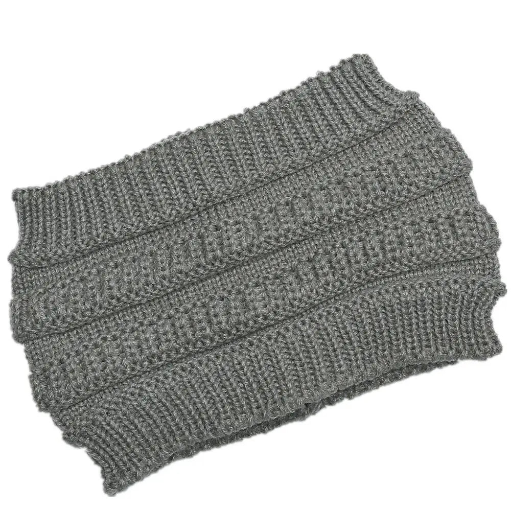 Solid Knitted Ponytail Beanie
