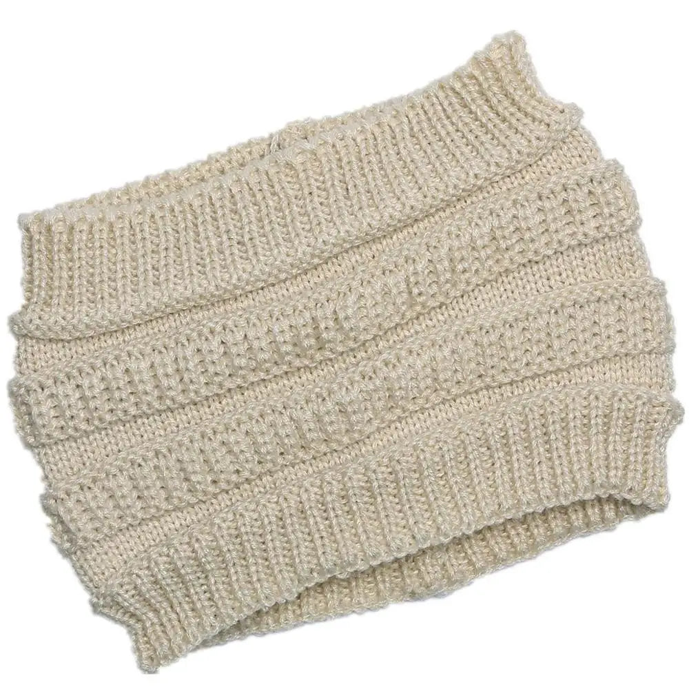 Solid Knitted Ponytail Beanie