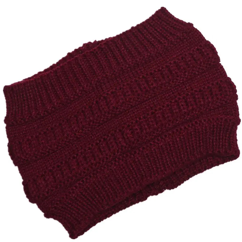 Solid Knitted Ponytail Beanie