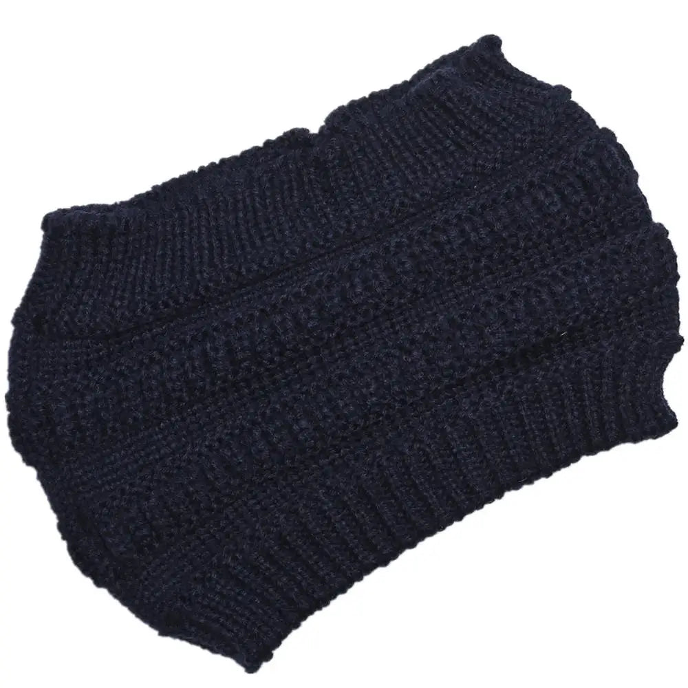 Solid Knitted Ponytail Beanie