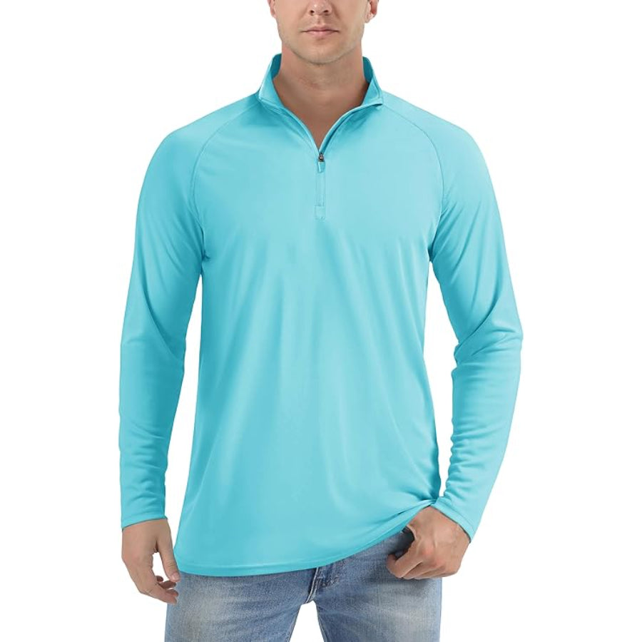 Men's Lightweight Quarter-Zip Athletic Shirt – Long Sleeve Polyester Wear