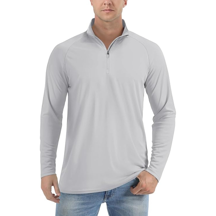 Men's Lightweight Quarter-Zip Athletic Shirt – Long Sleeve Polyester Wear