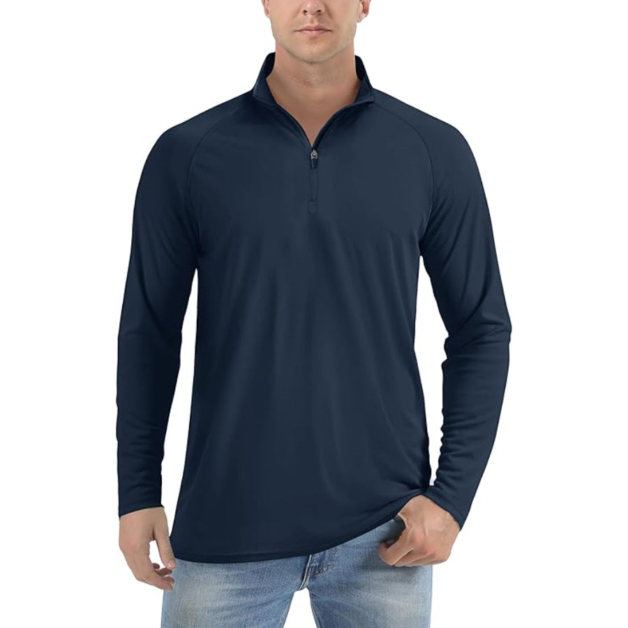 Men's Lightweight Quarter-Zip Athletic Shirt – Long Sleeve Polyester Wear