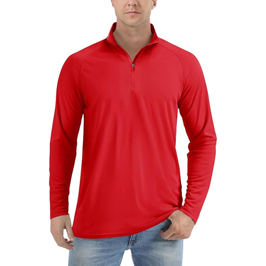 Men's Lightweight Quarter-Zip Athletic Shirt – Long Sleeve Polyester Wear