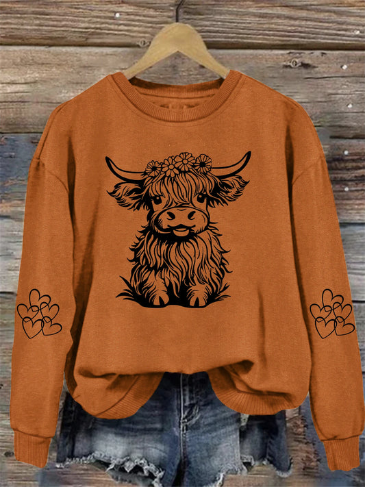 Floral Highland Cow Sweatshirt