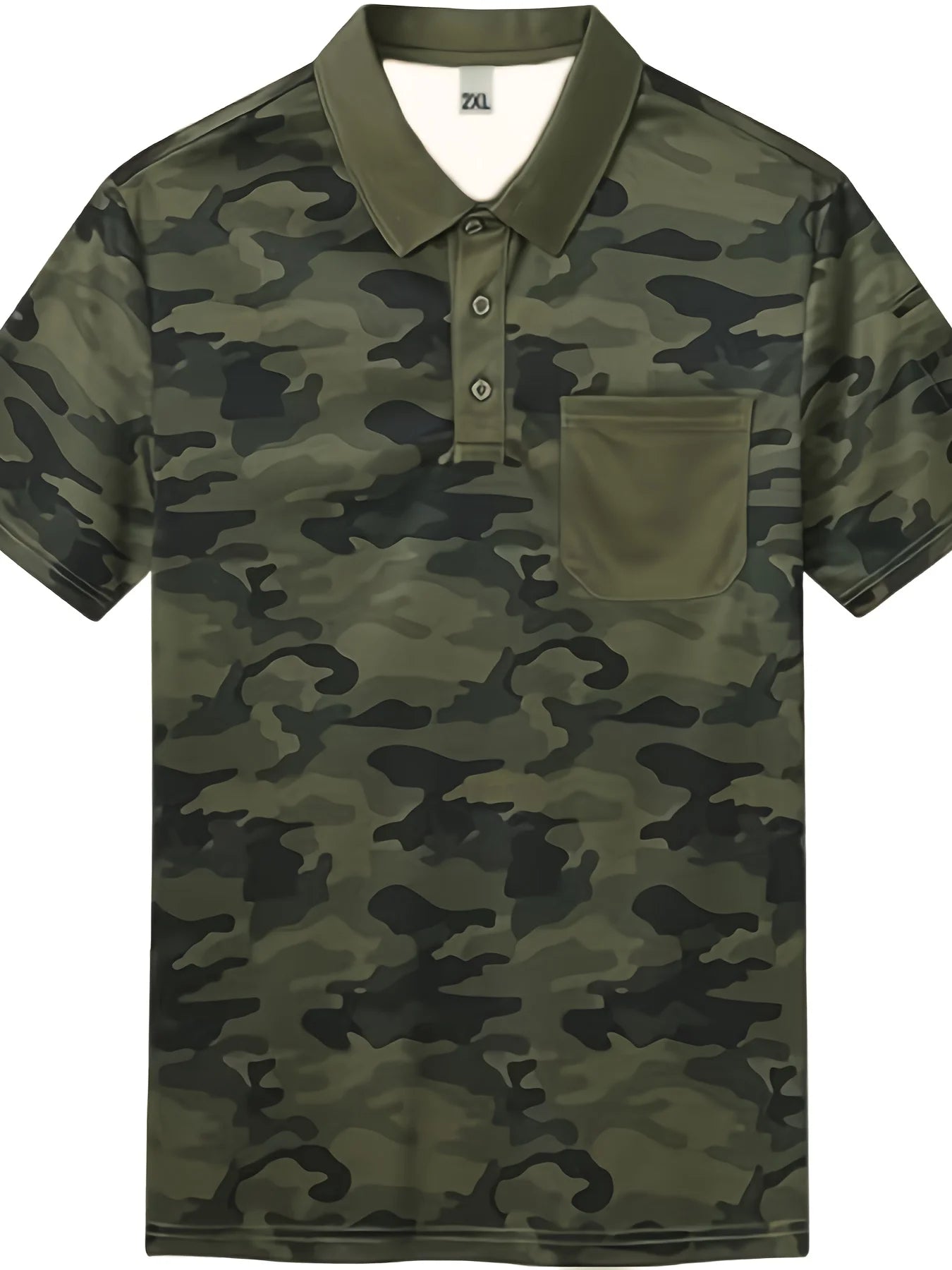Camouflage Printed Short Sleeve Polo T-Shirt