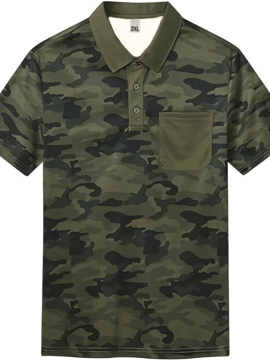 Camouflage Printed Short Sleeve Polo T-Shirt