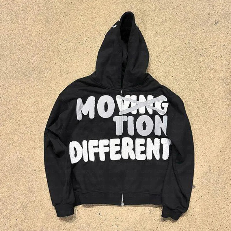 Motion Different Printed Zip-Up Hoodie